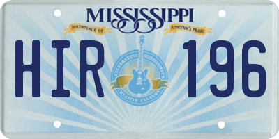 MS license plate HIR196