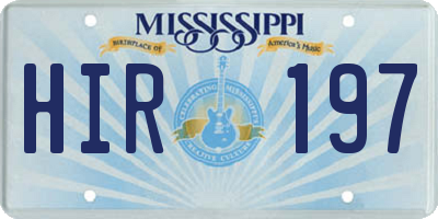 MS license plate HIR197