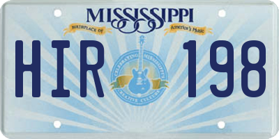 MS license plate HIR198
