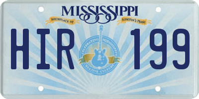 MS license plate HIR199