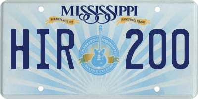 MS license plate HIR200