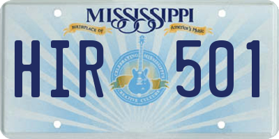 MS license plate HIR501