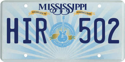 MS license plate HIR502