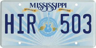 MS license plate HIR503