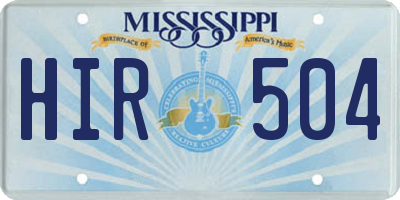 MS license plate HIR504