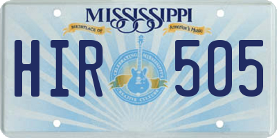 MS license plate HIR505