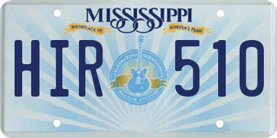 MS license plate HIR510