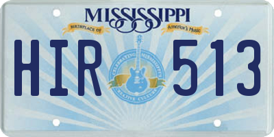 MS license plate HIR513