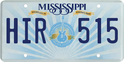 MS license plate HIR515