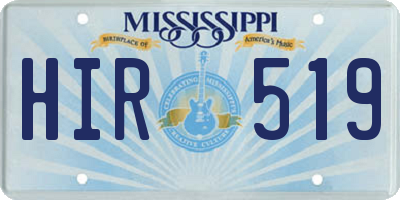 MS license plate HIR519