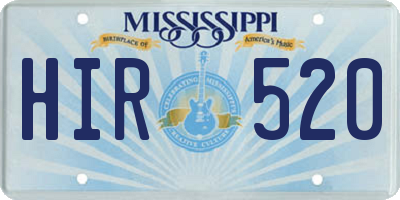 MS license plate HIR520