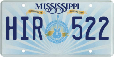 MS license plate HIR522