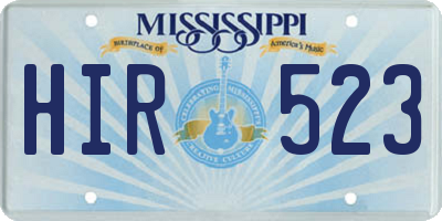 MS license plate HIR523