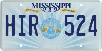 MS license plate HIR524