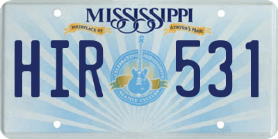 MS license plate HIR531