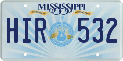 MS license plate HIR532