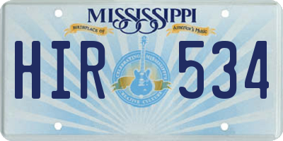 MS license plate HIR534