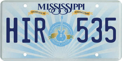 MS license plate HIR535