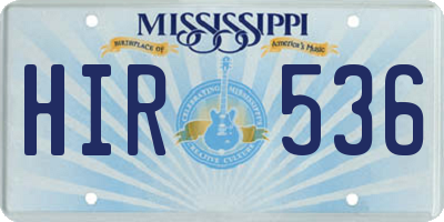 MS license plate HIR536