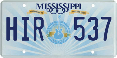 MS license plate HIR537