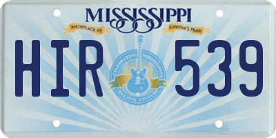 MS license plate HIR539