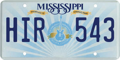 MS license plate HIR543