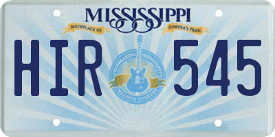 MS license plate HIR545