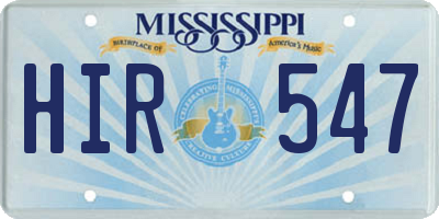 MS license plate HIR547