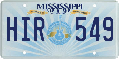 MS license plate HIR549