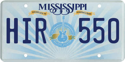 MS license plate HIR550