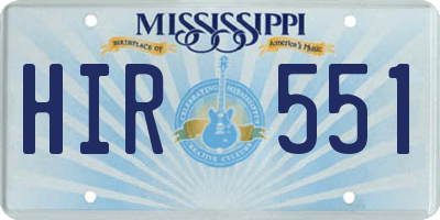 MS license plate HIR551