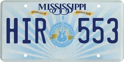 MS license plate HIR553
