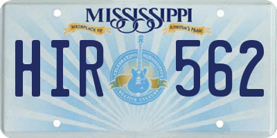 MS license plate HIR562