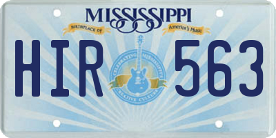 MS license plate HIR563