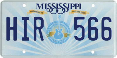 MS license plate HIR566