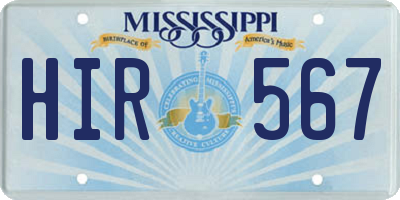 MS license plate HIR567