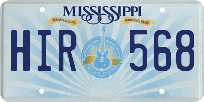 MS license plate HIR568