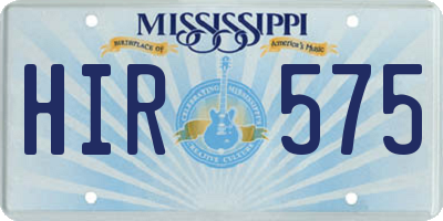 MS license plate HIR575
