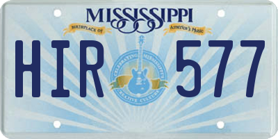 MS license plate HIR577