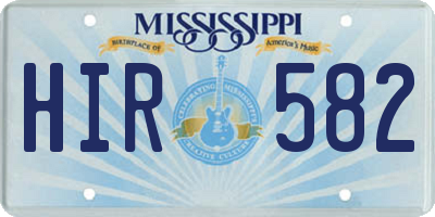 MS license plate HIR582