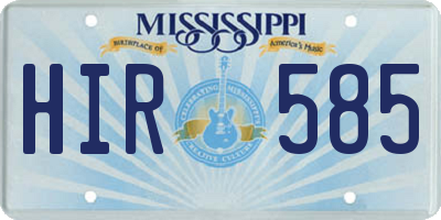 MS license plate HIR585
