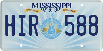 MS license plate HIR588