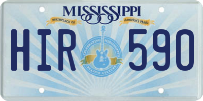 MS license plate HIR590
