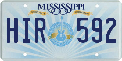 MS license plate HIR592