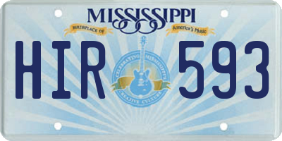 MS license plate HIR593