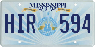 MS license plate HIR594