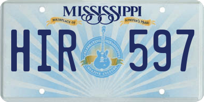 MS license plate HIR597