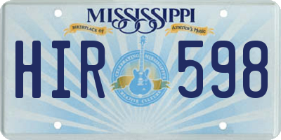 MS license plate HIR598