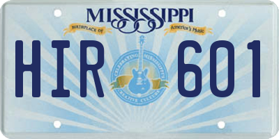 MS license plate HIR601