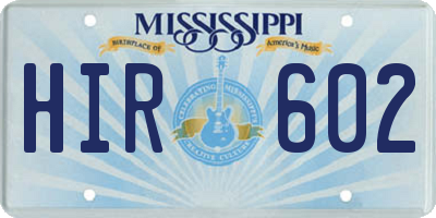 MS license plate HIR602
